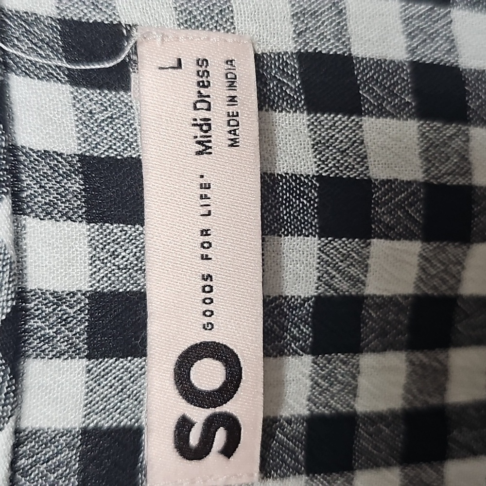 NWT SO Brand Black and White Gingham Midi Dress Size Large - Picture 2 of 4